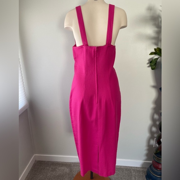 Vintage Jackie K Barbie Mod Pinup Hot Pink Gold Midi Dress Size Small - Picture 2 of 9